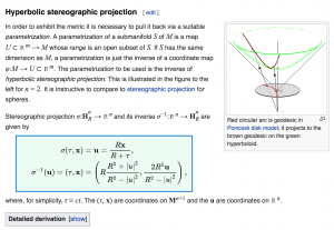 Hyperbolic stereographic projection(Wikipedia)
